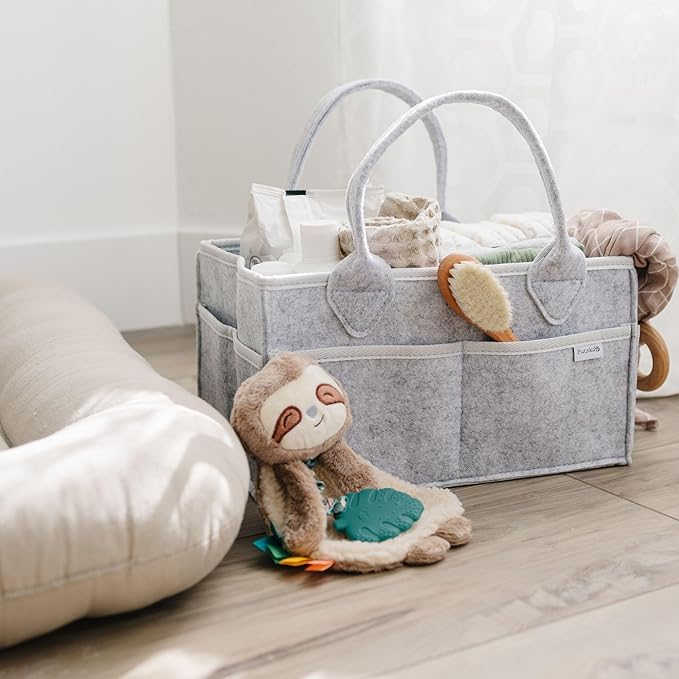 PUTSKA Baby Diaper Caddy Organizer - Nursery Storage Basket for Diaper Station, Baby Basket Shower Gifts List and Registry Must-Haves, Newborn Essentials, Nursery Decor for Boy or Girl-Grey,ExtraLarge