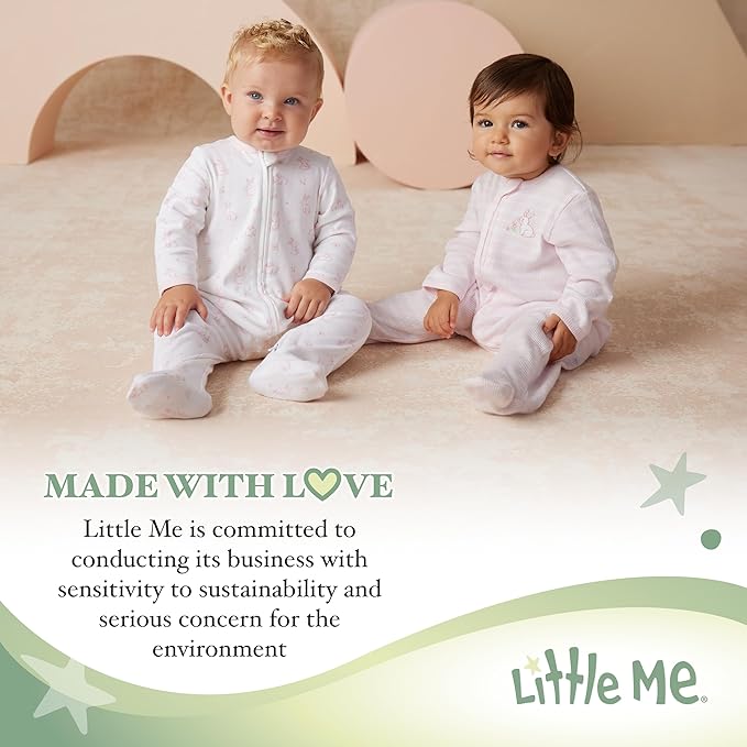 Little Me Clothes for Baby Boys' 2-Piece Nightgown and Cap Set 100% Cotton with Elastic Bottom, Baby Essentials, 0-3 Months