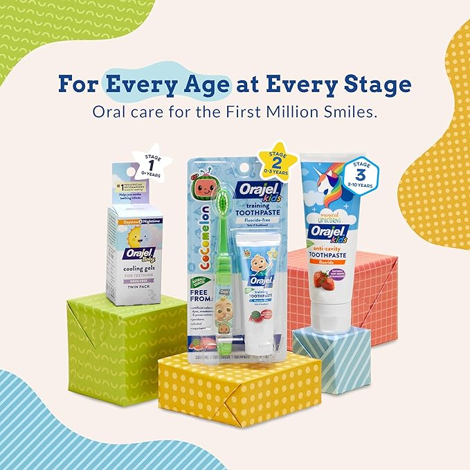 Orajel Baby Daytime Cooling Gel for Teething, Drug-Free, #1 Pediatrician Recommended Brand for Teething*, One .33oz Tube