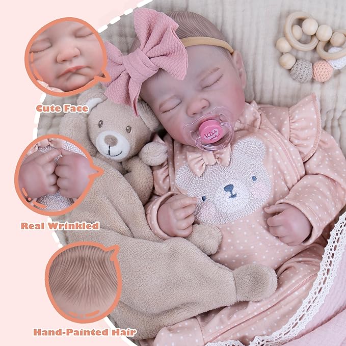 Milidool Reborn Baby Dolls Realistic - Lifelike 20 Inch Newborn Baby Doll Girls with Poseable Limbs, Nice Gift for Kids 3+
