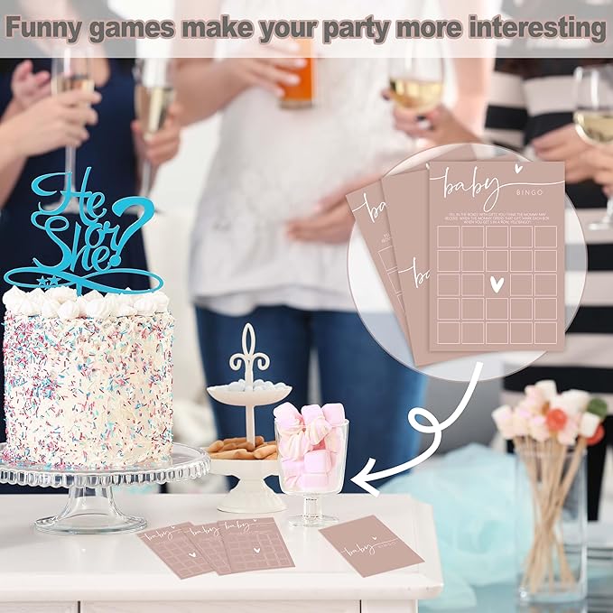 Baby Shower Games - Pink Baby Shower Bingo Game Cards, 30 Sets Gender Reveal Party Decorations Supplies Favors - F03