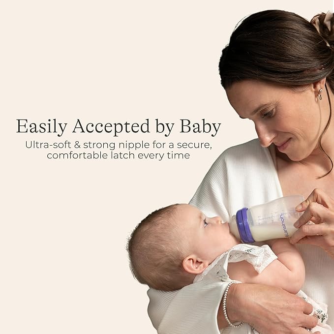 Lansinoh NaturalWave Newborn Gift Set – 3 Anti‑Colic 5 oz Bottles with S‑Flow Nipples + 3 Breastfeeding 8 oz Bottles with M‑Flow Nipples (6 Pack)