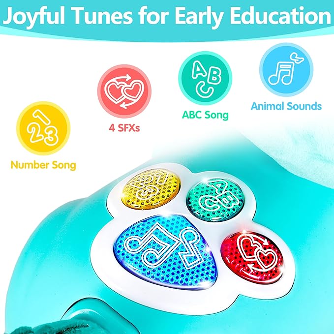 iPlay, iLearn Dinosaur Baby Musical Toy, Infant Crawling Toys for 6-9 9-12 12-18 Month, Baby Tummy Time Toddler Musical Light Toy for Age 0-2, 1 Year Old Boys Girls 1st Birthday Gift - Dinosaur