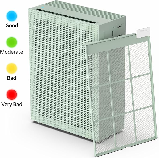 COWAY Air Purifiers for Home Bedroom up to 1,035ft² with Washable Filter, True HEPA Filter for Smoke, Pollen, Dander, Smell Air Purifier with Air Quality Monitor, Auto Mode, 3yr Warranty, 150, Green