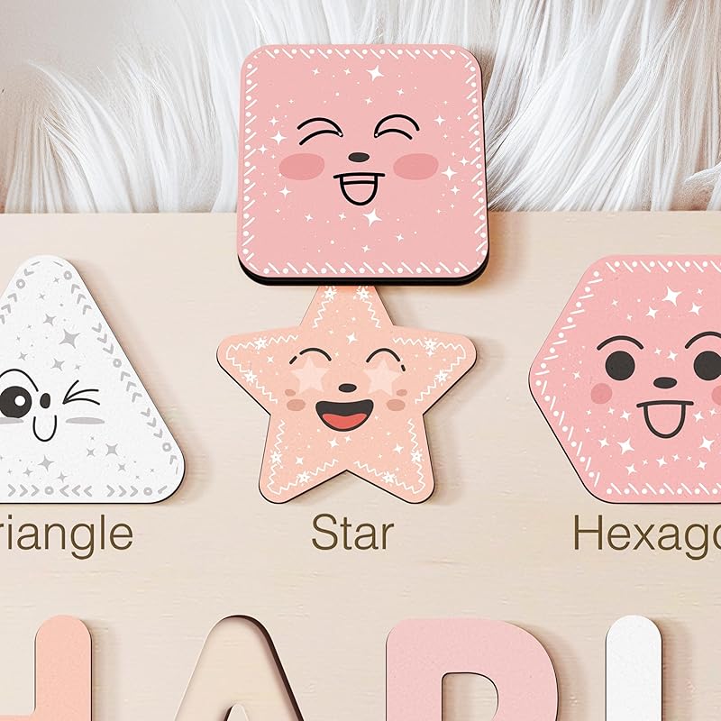 Personalized Name Puzzle with Numbers and Shapes, Name Puzzle for Kids, Custom Birthday Gift for Kids, Christmas Gifts for Toddlers, Unique New Baby Gift, 1 Year Old Boy and Girl Toys, Wood Toy