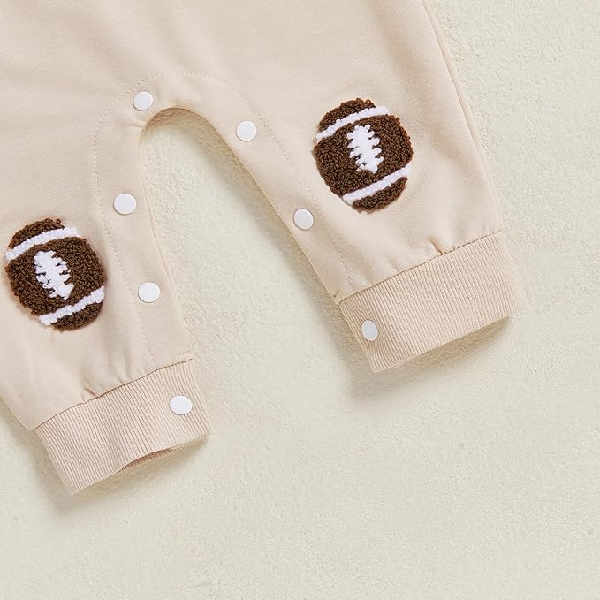 Lamuusaa Newborn Baby Girl Boy Football Outfit On Sundays We Watch Football Romper Long Sleeve Jumpsuit Fall Clothes 0-18M