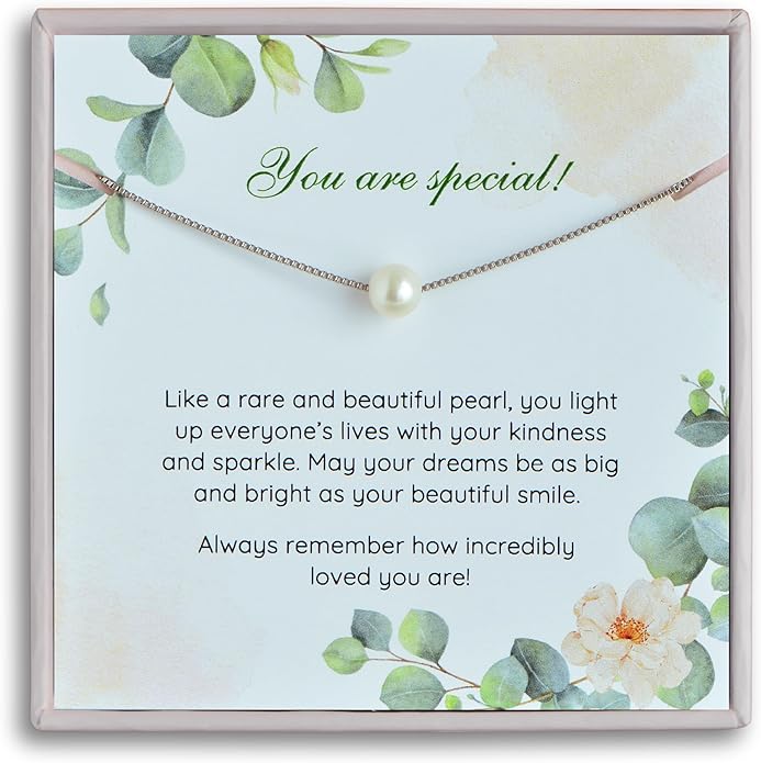 Birthday, Confirmation Gifts for Girls Sterling Silver Single Pearl Necklace Adjustable Length - Beautiful, Hypoallergenic Jewelry, Birthday Gift for Woman and Girls, Simple Pearl Necklace as gift for Her
