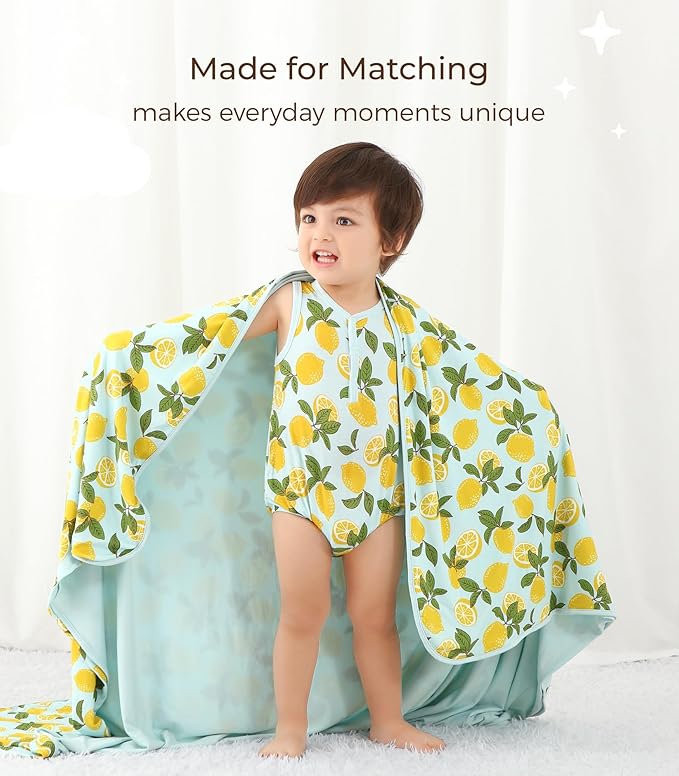 Premium Baby Blanket, Stretchy Quilt for Kid, Soft Crib Bedding for Newborn Baby and Toddler, Nursery Blanket for Boys and Girls, Viscose Made from Bamboo, 50'' x 50'' Lemons
