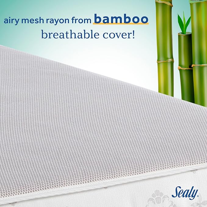 Sealy Baby Airy Night Diamond Breathable Crib Mattress, Made in USA, GREENGUARD GOLD Certified, Supportive & Sustainable Mesh Surface, 2 Stage, Toddler Bed Fit, Safety & Quality Tested, 52x28"