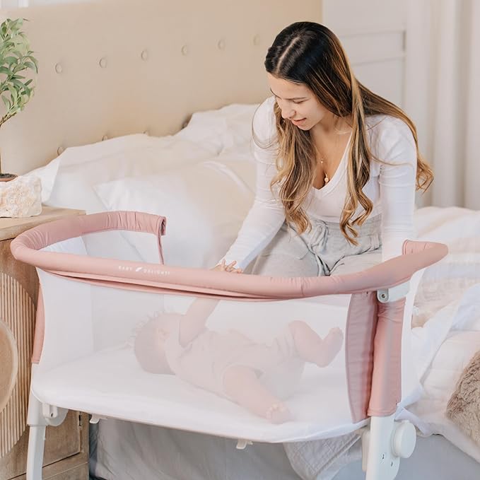 Baby Delight Beside Me Dreamer Bassinet | Bedside Sleeper & Baby Bassinet | 6-Position Height Adjustment | 100% GOTS Certified Organic Cotton Fabric | Organic Rose