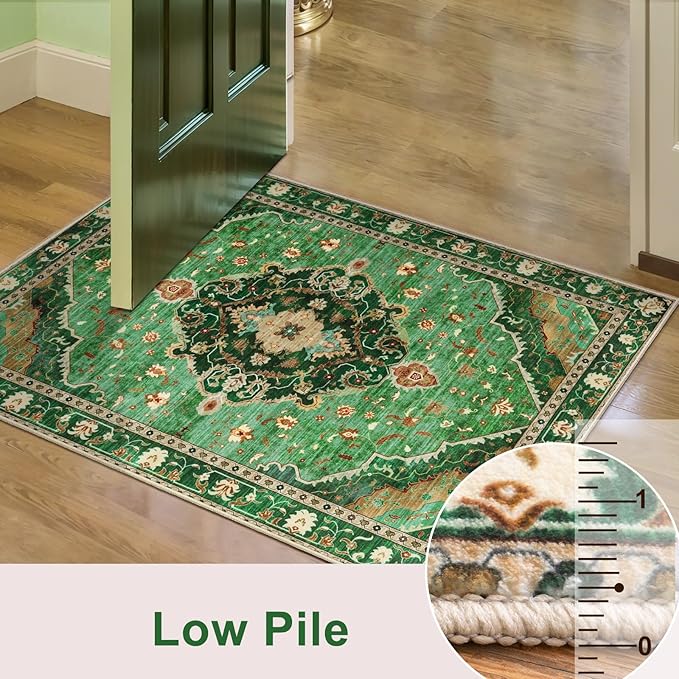Ciicool Area Rug 5x7ft Washable Rugs for Living Room Non-Slip Indoor Rugs Large Low-Pile Mat Floor Carpet Vintage Rug for Bedroom Dinning Foyer Decor