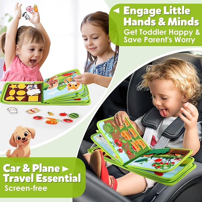 GOLIYEAN Montessori Busy Book for Toddlers 1-3, Montessori Toys Busy Board for 1 Year Old Boy Girl Birthday Gifts, Educational Learning Sensory Activity Books, Quiet Book Travel Toys for Airplane Car