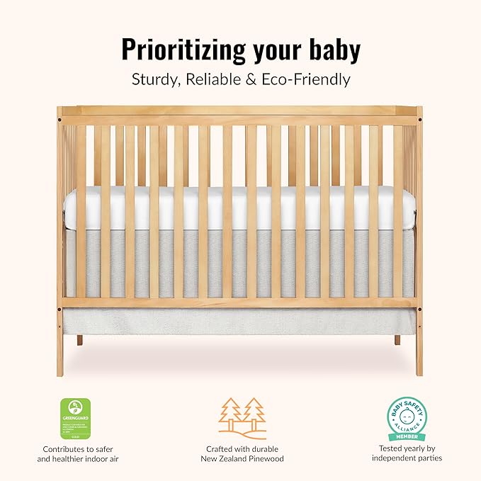 Dream On Me Synergy 5-In-1 Convertible Crib In Natural, Greenguard Gold Certified