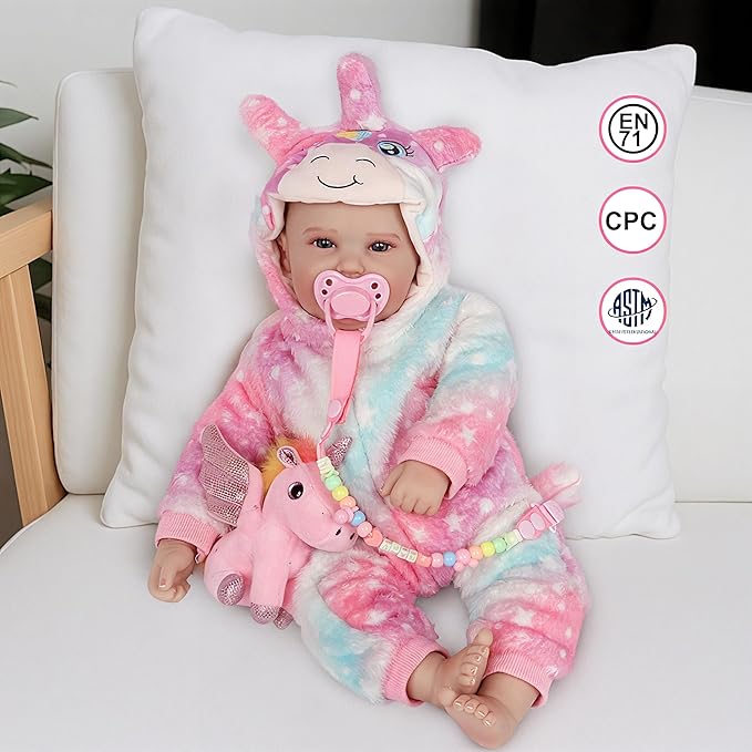 Real Life Baby Dolls - 19 Inch Reborn Baby Dolls for Girls 3+, Vinyl Realistic Baby Doll with Soft Cloth Body, Includes Accessories for Pretend Play