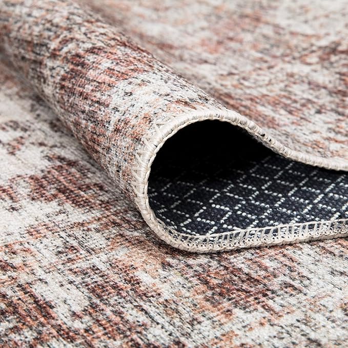 Bloom Rugs Washable Non-Slip 10 ft Runner - Ivory/Blush Traditional Runner for Entryway, Hallway, Bathroom, and Kitchen - Exact Size: 2.5' x 10'