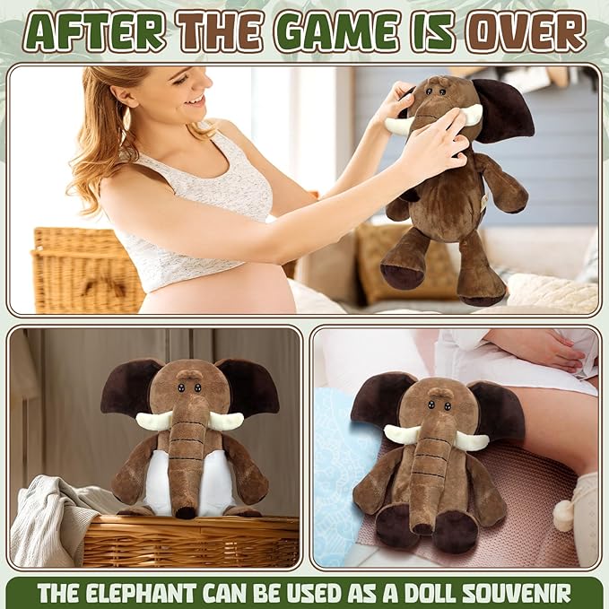 8 Sets Elephant Blindfolded Diaper Changing Baby Shower Games Flip Cup Games Prizes 8 Plush 8 Diapers 8 Gift Bags for Baby Shower Gender Reveal Raffle Party Game
