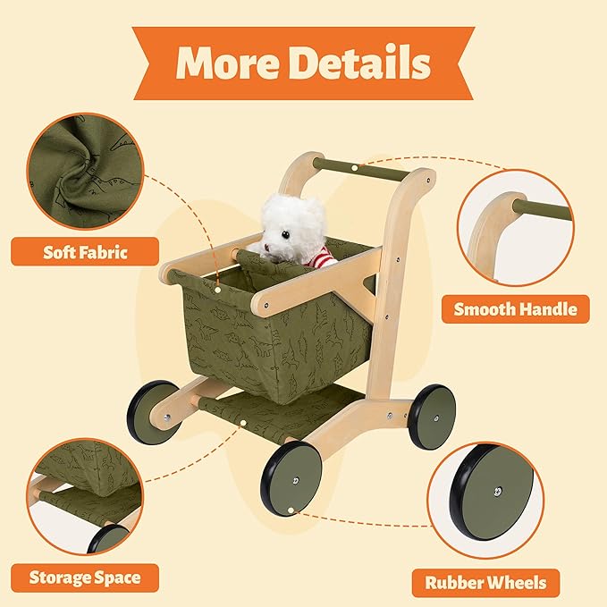 Wooden Baby Walker, Baby Push Walker, Push Walker For Babies 12-18 Months, Sit To Stand Walker For Baby, Baby Shopping Cart, Push Toy, Activity Walker, Adjustable Speed, Baby Walker Push Toy