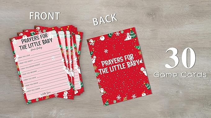 Baby Shower Game Cards, Prayers for Baby Game, Christmas Party Cards for Gender Neutral, Set of 30 Cards(Chris008)