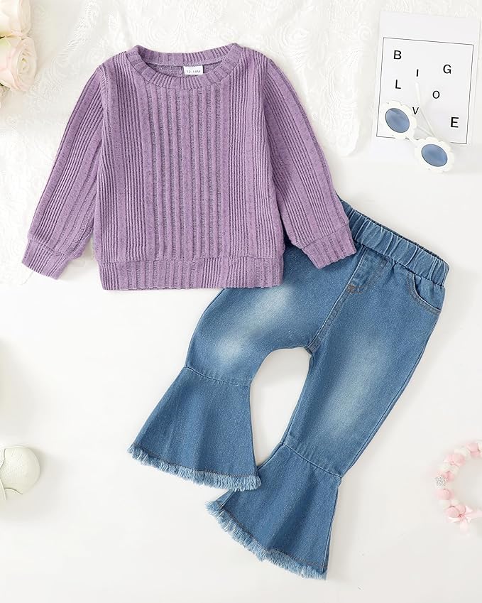 Mioglrie Toddler Girl Clothes Little Girl Denims Outfits Jeans Pants Set Little Baby Toddler Baby Clothes for Girl