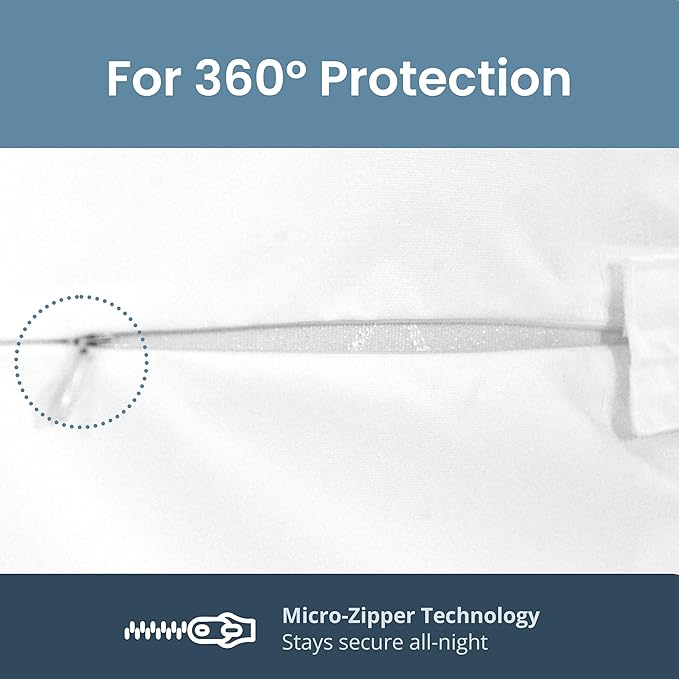 SafeRest Zippered Mattress Protector - Premium 9-12 Inch Waterproof Mattress Cover for Bed - Breathable, Noiseless Washable Mattress Encasement - Queen