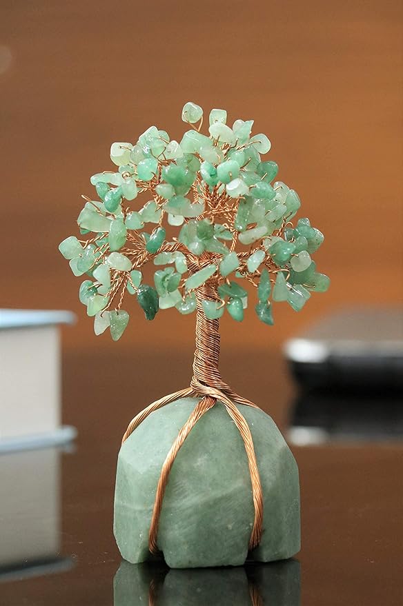 Green Aventurine Crystal Tree of Life - Chakra Positive Energy, Handmade Chakra Tree with Green Healing Crystals and Copper Wire - Feng Shui Decor