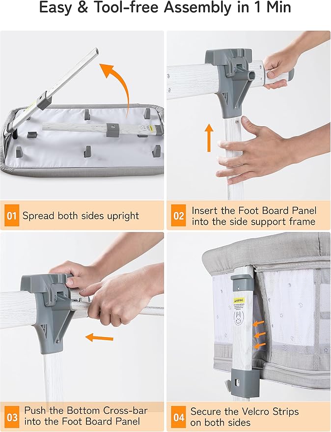 besrey 5 in 1 Baby Bassinet Bedside Sleeper, Playpen with Bassinet & Baby Cradle, Adjustable Bedside Crib for Newborn Infant with Mobile Toy Hanger, Hanging Diaper Bag, Mosquito Net, Mattress