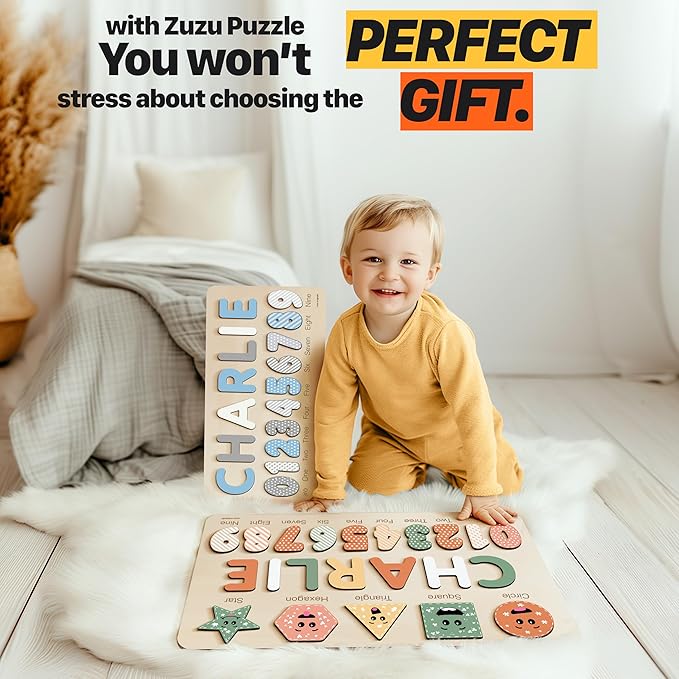 Custom Baby Name Puzzle, Toddler Educational Toy, Wooden Montessori Gift, Baby Shower & Birthday Surprise (0-3 Years)