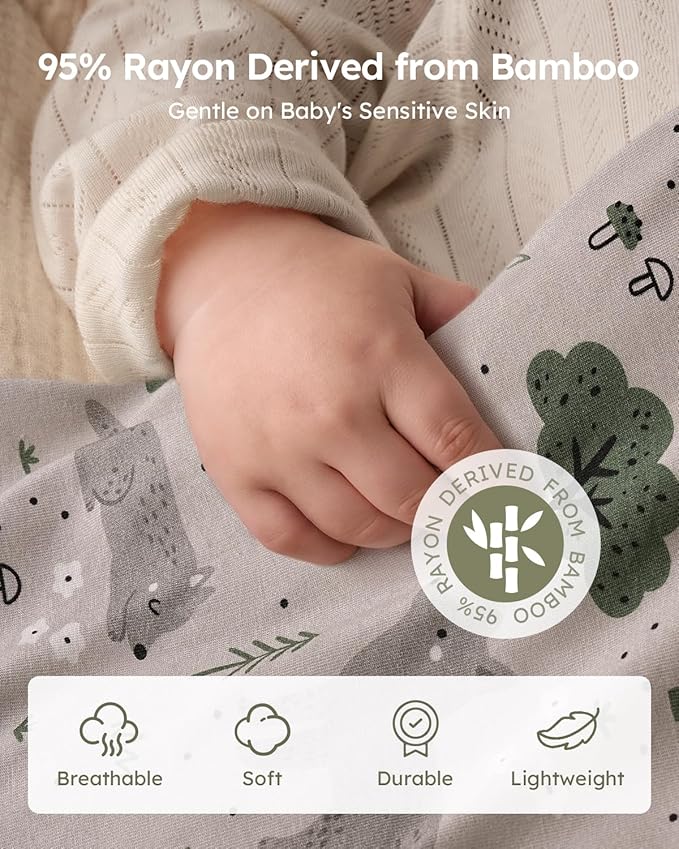 Yoofoss Rayon Made from Bamboo Baby Sleep Sack 6-12 Months 1.0 Tog Baby Wearable Blanket, Super Soft Infant Toddler Sleeping Sack 2-Way Zipper