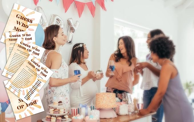Baby Shower Games for Boy, Boho Sun Find Who Mom or Dad Baby Shower Game, Sunshine Here Comes The Son Gender Reveal Games, Set of 25 Cards(Bohosun004)