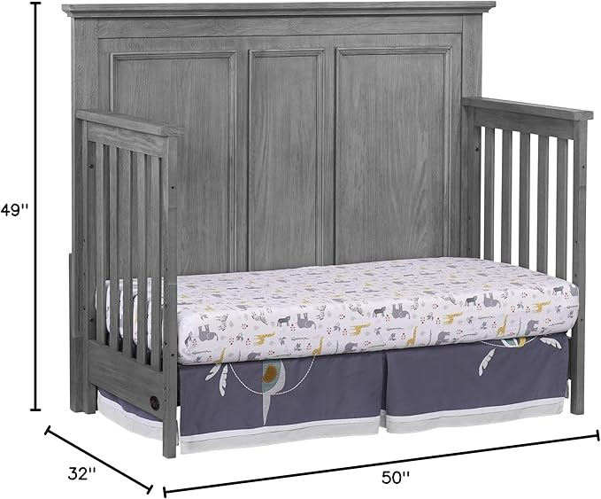 Oxford Baby Kenilworth 4-in-1 Convertible Baby Crib, Graphite Gray, GreenGuard Gold Certified