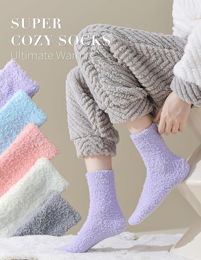TEHOOK Warm & Cozy Gifts for Women, Fluffy Fuzzy Sock, Plush Sleeping Slipper Socks - Soft Warm Fabric
