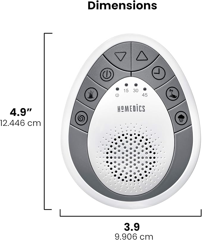 Homedics Rejuvenate Traveler White Noise Sound Machine, Portable Sound Machine with 4 Relaxing Sounds for Travel, Home, Nursery and Office, Auto Off Timer
