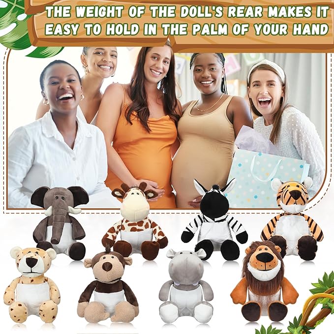 8 Sets Safari Animals Blindfolded Diaper Changing Baby Shower Games Boys Girls Baby Dolls Diapers for Bridal Shower Gender Reveal Games Prizes Gifts for Adults