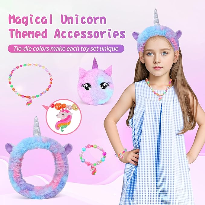 Cherry Tale Unicorn Toys Gifts for Girls 4-6 7 8 9 10 Years Old, Girls Birthday Gifts Set with Light Up Star Pillow Diary Plush DIY Water Bottle Kits, for Daughter Niece Christmas