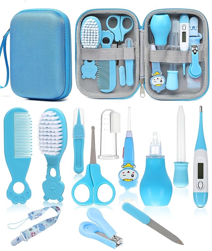 Baby Healthcare and Grooming Kit, Safety Newborn Nursery Baby Care Kit, with Hair Brush Comb, Nail Clipper, Thermometer, Pacifier Clip, Baby Registry Search, Baby Girl Boy Newborn Essentials