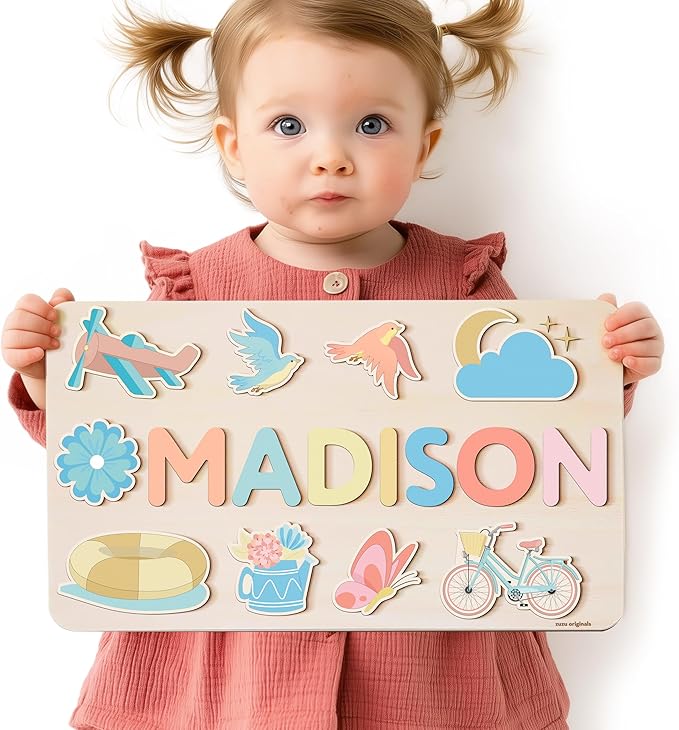 Busy Board for Toddlers, Personalized Name Puzzle, Montessori Toy for 1-3 Years Old, Gifts for 0 1 2 3 Years Old, Kid Gift, 1st, New Baby Gift, 0 3 6 9 12 18 24 36 Months