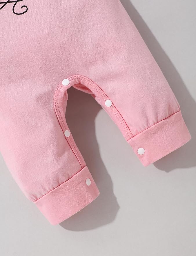 Baby Girl Clothes Patter&Letter Baby Girl Romper with Bow Hat&Headband and Gloves 4Pcs Baby Girl Coming Home Outfit