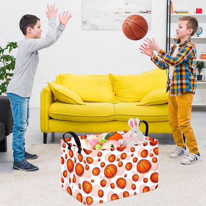 Basketball Kids Gift Storage Basket Shelf Storage Basket Organizer Box Clothes Laundry Hamper Toys Nursery Basket Baby Laundry Basket with Handles.