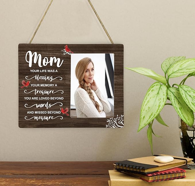 Mom Memorial Wooden Picture Frame, In Loving Memory Remembrance Photo Frame Gifts for Mommy, Bereavement Sympathy Wooden Frame for Loss of Mom, 4x6 inch Photo