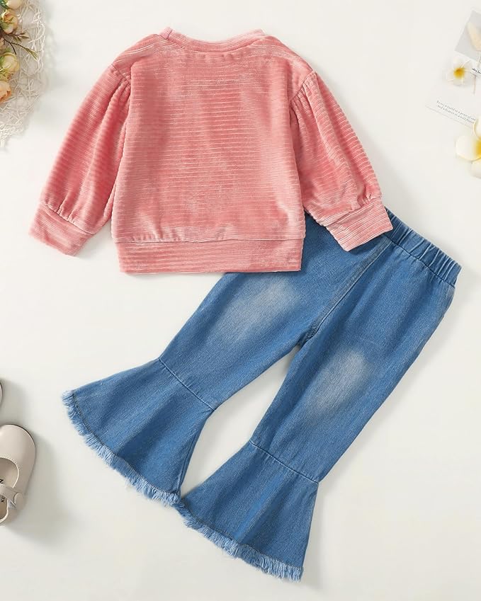 Mioglrie Toddler Girl Clothes Little Girl Denims Outfits Jeans Pants Set Little Baby Toddler Baby Clothes for Girl