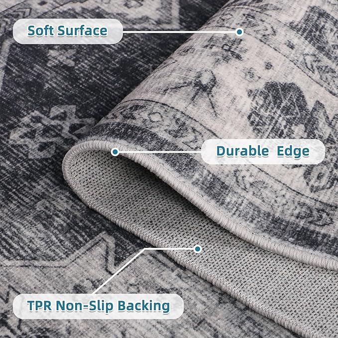 Dripex Tribal Washable Runner Rug-2x5 Non-Slip Non-Shedding Runners for Hallways Stain Resistant Kitchen Mat Laundry Entryway Carpet Runner for Doorway Entrance Bedroom Living Room Decor