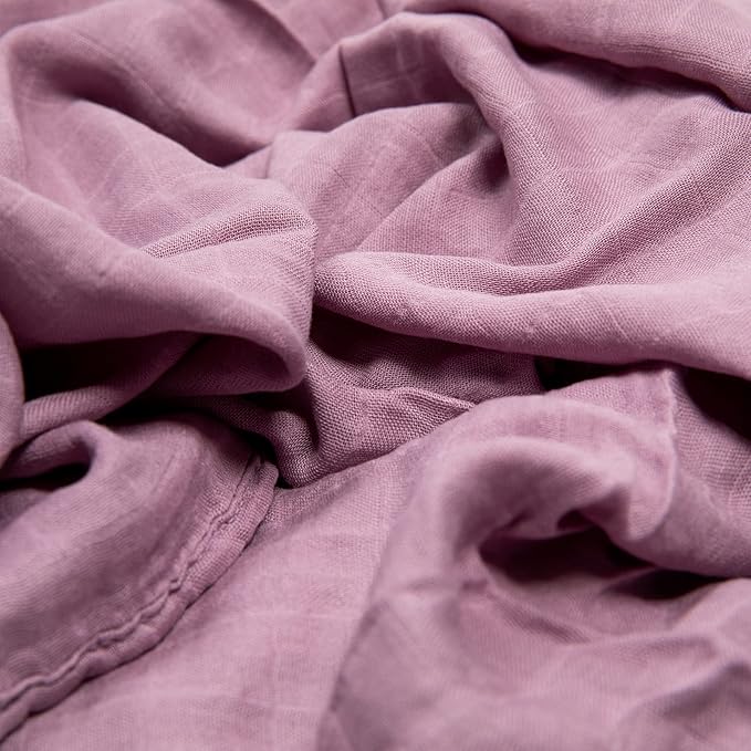 BWD Baby Swaddle Blanket – Ultra-Soft Bamboo Viscose & Organic Cotton Muslin – Lightweight, Breathable, Stretchy – Newborn Essential 47" (Mauve)