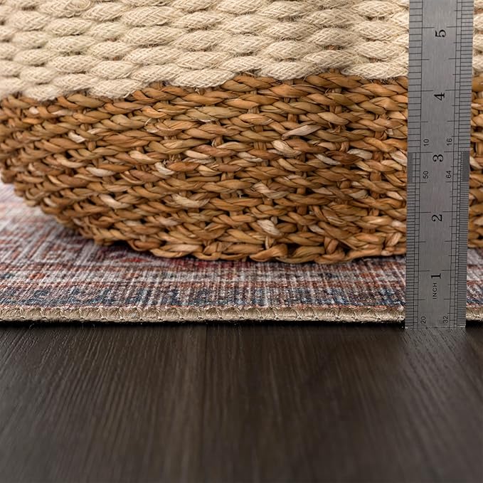 Bloom Rugs Washable 10 ft Runner - Brown/Blue/Orange Traditional Runner for Entryway, Hallway, Bathroom, and Kitchen - Exact Size: 2.5' x 10'