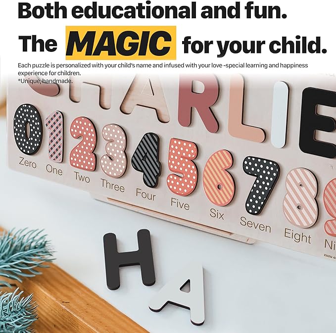 Custom Baby Gift, Montessori Toddler Puzzle, Personalized Name Puzzle, Wooden Learning Toys, First Birthday Gift