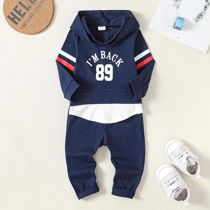 Toddler Baby Boy Clothes Infant Newborn Boy Outfit Long Sleeve Hoodie Sweatshirt Pants Fall Winter Clothes Set