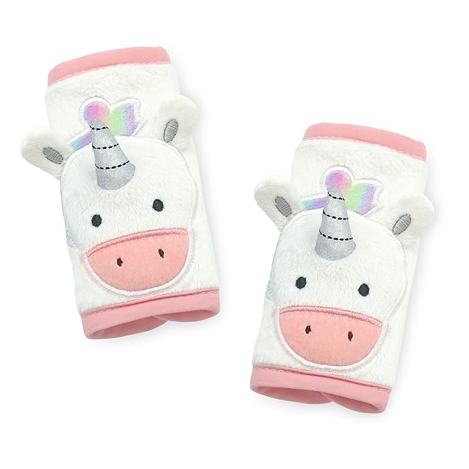 Travel Bug Baby & Toddler 3-Piece Head Support & Strap Covers Set for Car Seats, Strollers & Bouncers … (Unicorn)