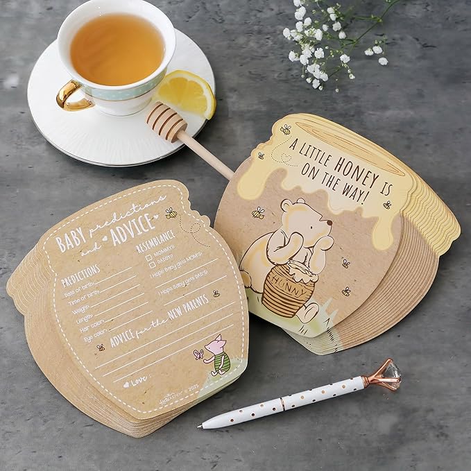 Kate Aspen Honey Bear Advice Cards For Baby Shower Game & Activity, Prediction Cards, Baby Shower Decorations, (Set of 50)