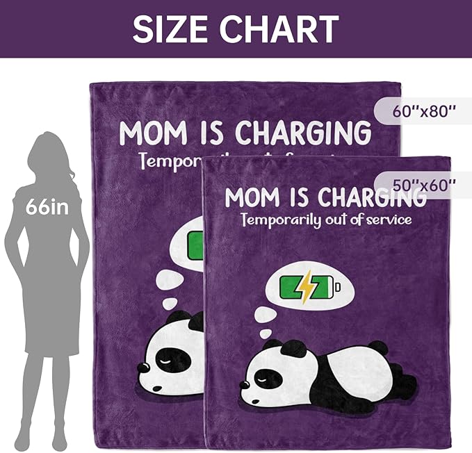 Craftique Gifts for Mom Birthday Christmas- Funny Soft Mom is Charging Blanket- New Moms Gifts for Women, Practical Blanket Throw for Napping Travel, 80”×60”