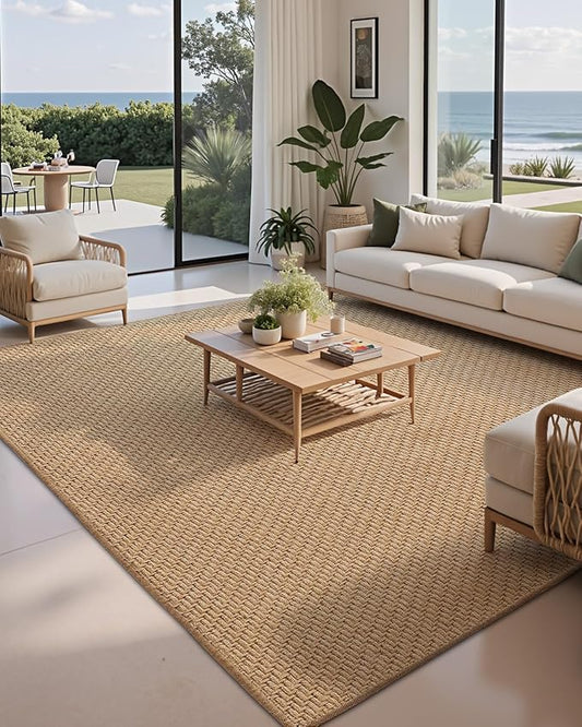 LUMI Jute Area Rug 4x6 for Living Room, Natural Handwoven Rugs Non Slip, Farmhouse Braided Carpets No Shedding for High Traffic, Dining Room, Indoor, Outdoor, Patio