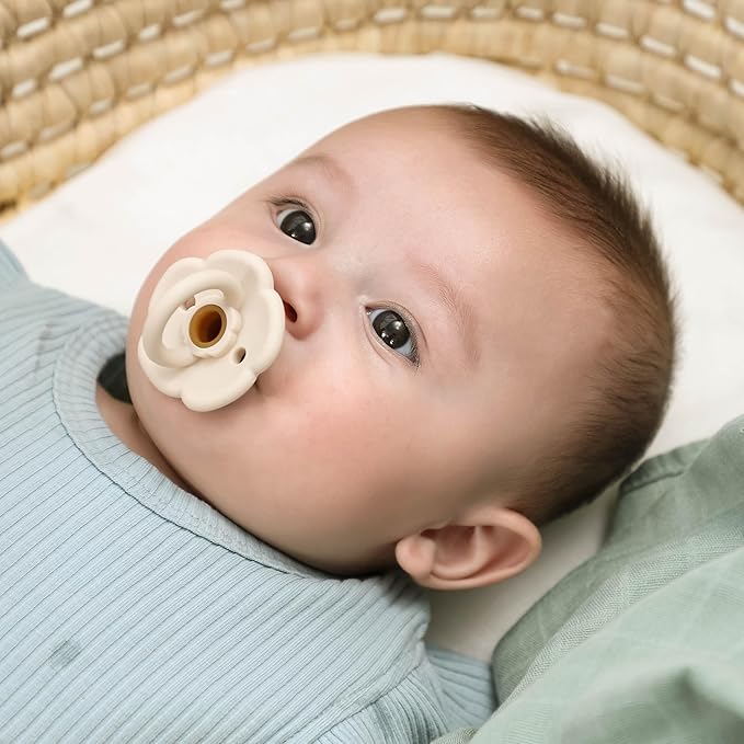 Moonkie Pacifiers Set of 2 | One-Piece Design Baby Pacifier with Large Air Holes | BPA-Free Silicone | Safe for Babies 0-6 Months